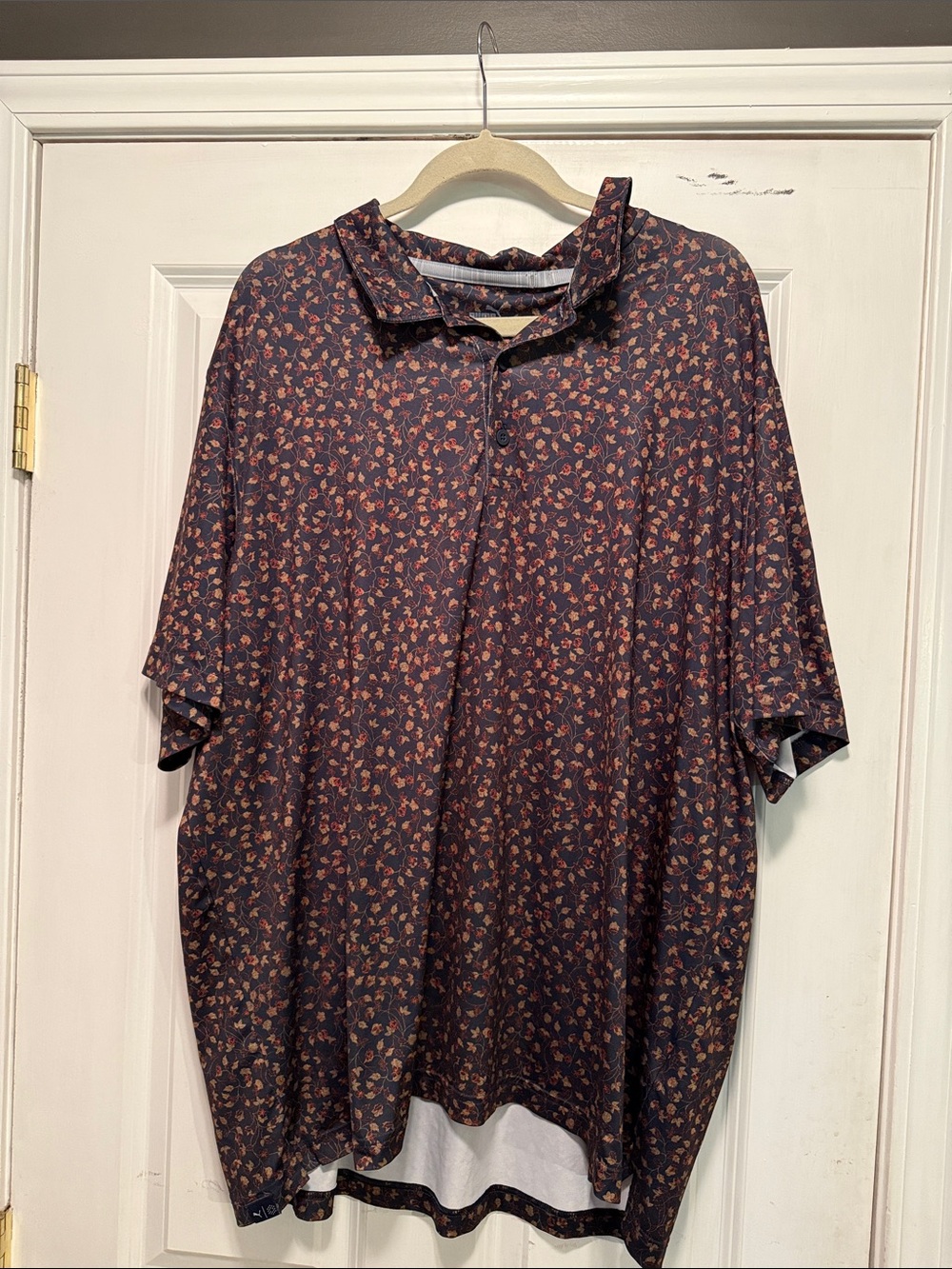 Puma Navy Polo with Rust Floral Print
